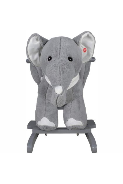 Elefant balansoar cu efecte sonore, suport pentru picioare, gri