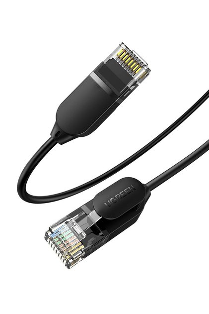 كابل إيثرنت نحاسي نقي نحيف من فئة Cat6A، بطول 1.5 متر، أسود اللون