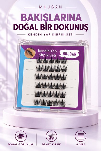 30 Adet Kendinden Yapışkanlı Doğal Görünümlü Küme Takma Kirpik Seti