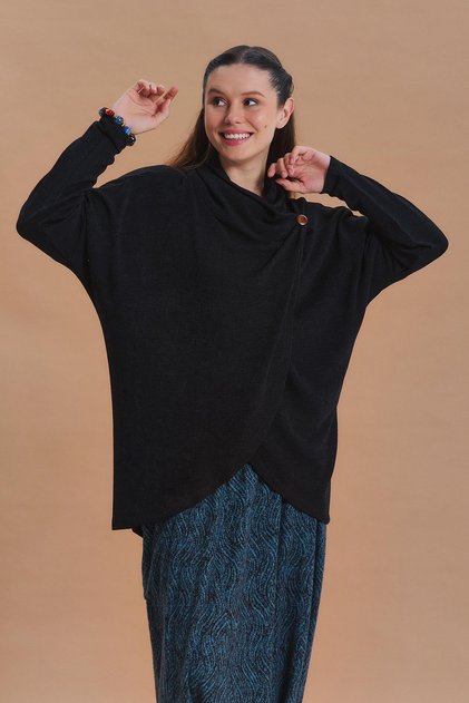 Degaje Collar Button Detailed Cardigan