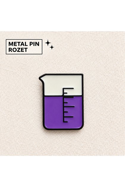 Deney Beheri Figürlü Metal Pin Rozet Mor Mineli Kimya Fen Bilimleri Laboratuvar Öğretmen Yaka Aksesuarı