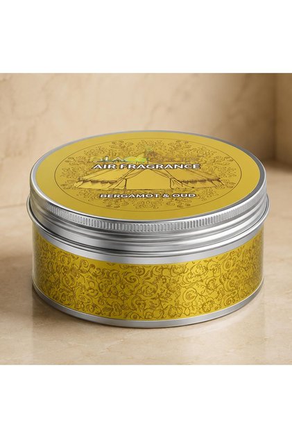 AUTO FAMILY Bergamot & Oud Car Air Freshener Can – Caramel & Oud Fragrance, Long Lasting Gel Air Freshener, Odor Eliminator for Car, Home & Office, Premium Scented Tin Can, Interior Perfume