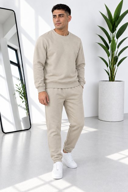 Men's Premium Quality Zero-Collar 3-Yarn Cotton Sweat Suit