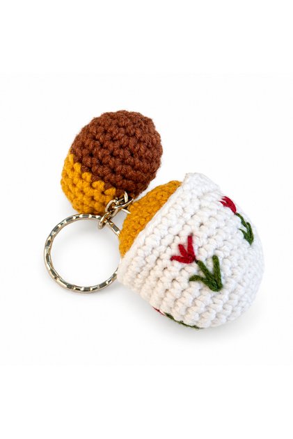 Crochet Coffee Cup and Donut Keychain