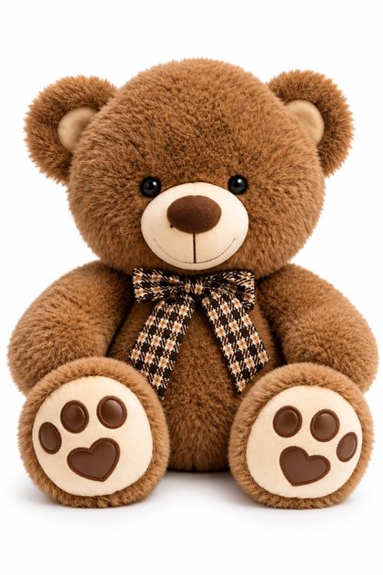 30 cm Plush Teddy Bear with Ribbon – Soft Textured Sitting Teddy Bear Toy, Sleeping Companion, Gift