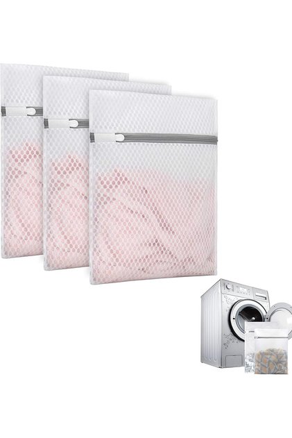 3Pcs Durable Travel Storage Honeycomb Mesh Wash Bags for Laundry, 3 Pack Small 30x40 cm Delicates Bra Washing Bags with Zipper Guard for Machine Wash
