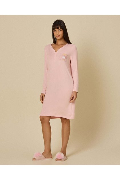 Women Pink Floral Nightshirt