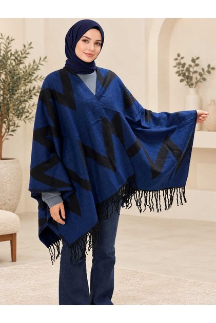 Winter Double-Sided Shoulder Shawl - Loose Cut Tassel Poncho