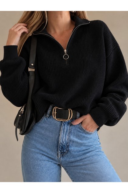 Women's Half Zipper Thessaloniki Knitted Sweater Kpln
