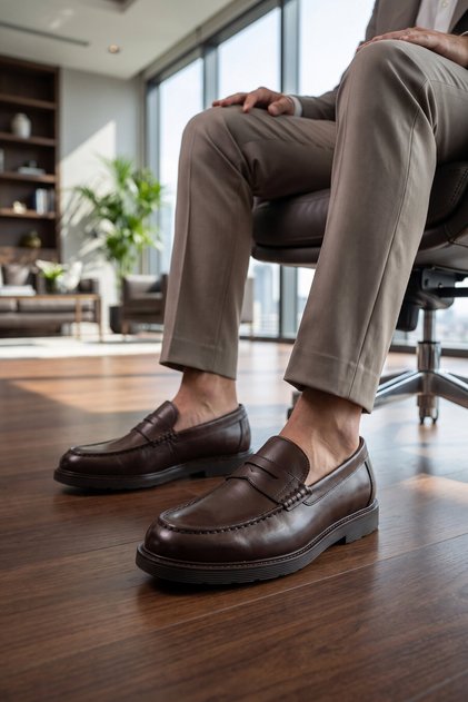 Men's Brown Genuine Leather Eva Sole Classic Shoes 2984