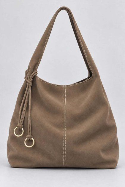 Mink Suede Women's Tote Bag with Ornamental Details
