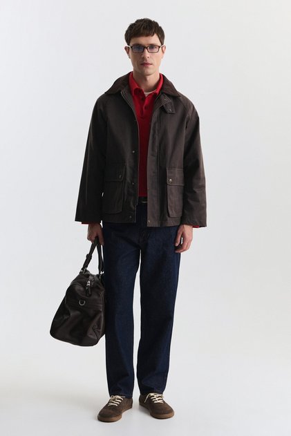 Suede Collar Trench Coat with Pocket Bags