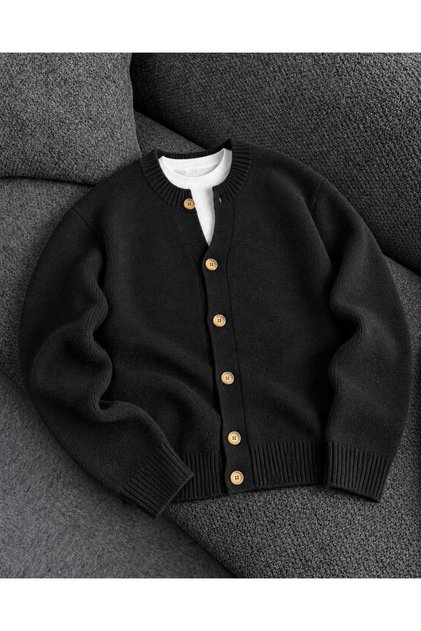 Men's Crew Neck Buttoned Knitwear Cardigan