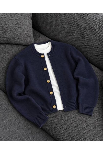 Men's Crew Neck Buttoned Knitwear Cardigan