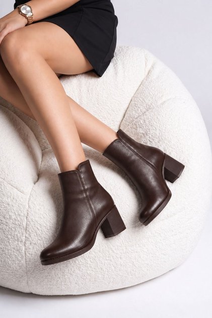 Women's Heeled Boots 5 cm Heel Length Non-Slip Sole Zippered Comfortable Warm Lining Women's Boots