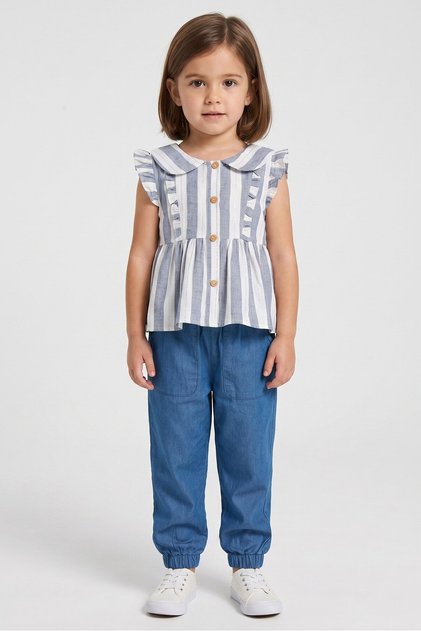 Toddlers Girl 2 Pieces Stripe Top And Pants Set, Multicolor