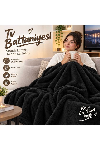 TV battaniyesi, ÖLÇÜLERİ 180X230 cm , tek kişilik polar welsoft peluş battaniye