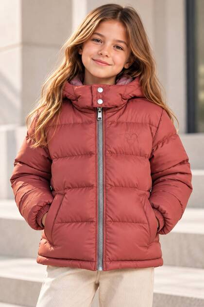 Kız Çocuk Kapüşonlu mont