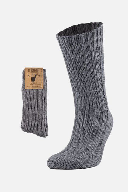 Egyptian Unisex 5 Layer Alpaca Wool Winter Single Sock Socks Gray