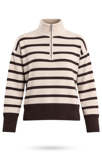 Brown Striped Knitwear Sweater 1246