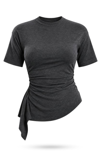 Anthracite Asymmetrical Short Sleeve T-Shirt 17874
