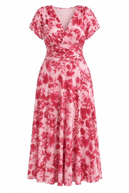 Floral Patterned Midi Tulle Dress