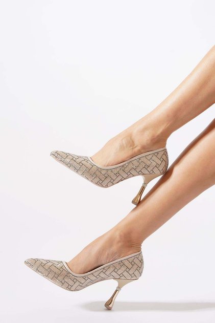 Argyle Stone Evening Dress Women's Stiletto Gold