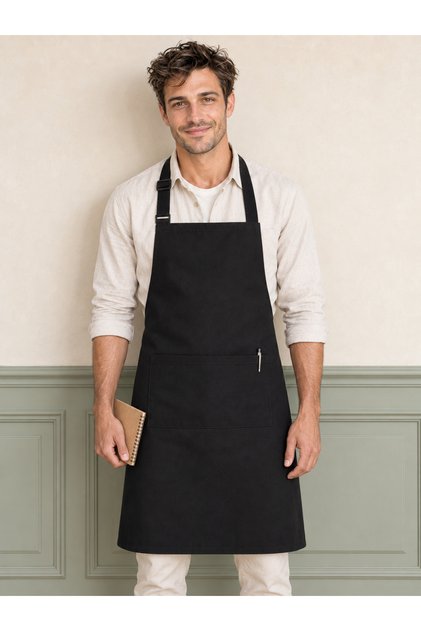 Premium Kitchen Apron Stain-Resistant Water-Repellent Fabric Apron with Plastic Adjustment Buckle and Neck Strap