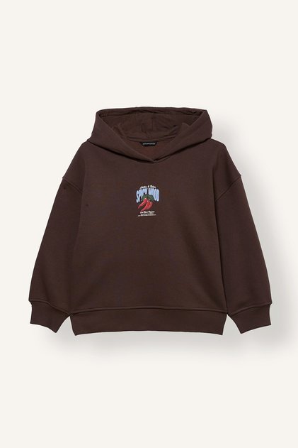 Oversized Hooded Graphic Printed Soft Fleece Inside Sweatshirt for Girls I9198A826Wn