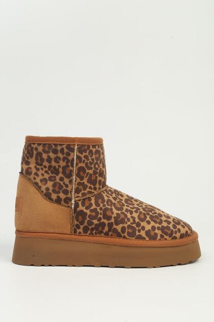 Taba Leopar İçi Kürklü Platform Kadın Botu BN-50159