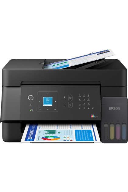 Imprimanta Multifunctionala EcoTank L5390, InkJet Color, CISS, A4, Fax, Viteza printare alb/negru 11 ppm, USB, Retea, Wi-Fi, ADF, Negru