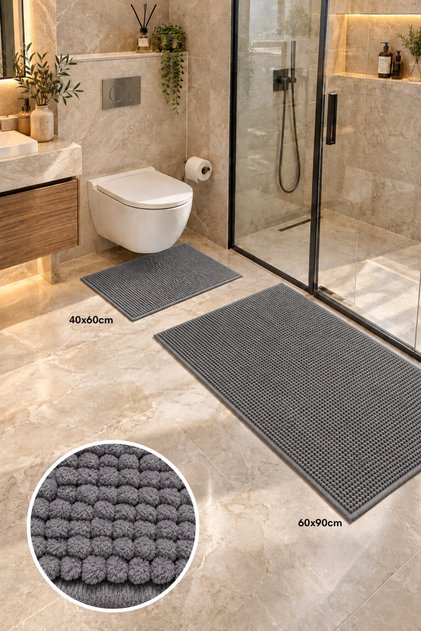 Macaroni Microfiber Non-Slip Base Bath Mat Set 40X60 + 60X90