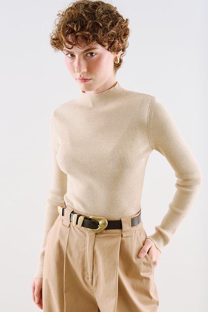 Fishneck Tricot Blazer Beige