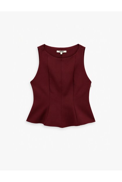 Crew Neck Slim Fit Peplum Blouse