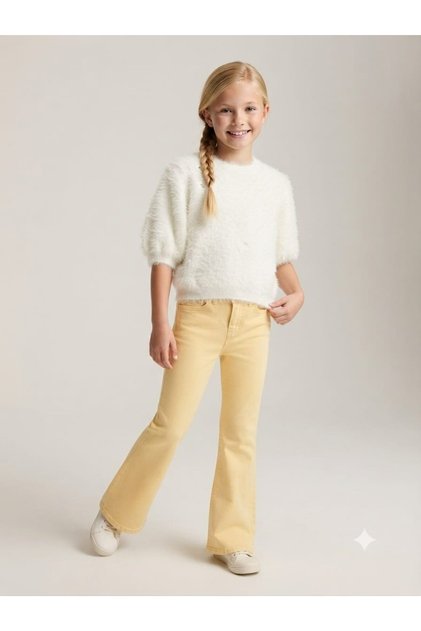 Girl's Bearded Drawstring Sweater and Spanish-Cut Jeans 2-Piece Set