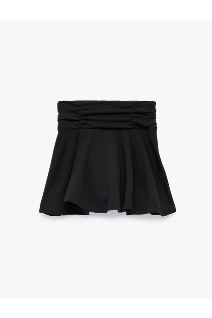 Drawstring Above Knee Regular Fit Pleated Skirt