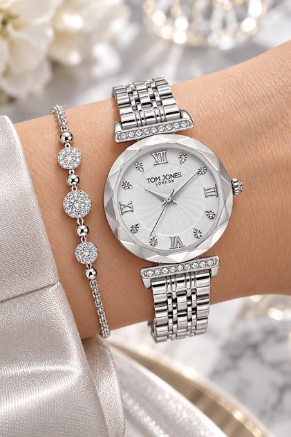 Round Case Silver Color Women's Wristwatch - 3 Atm Water Resistant Steel Band Japanese Movement Gift Special Boxed Tjb2019C5