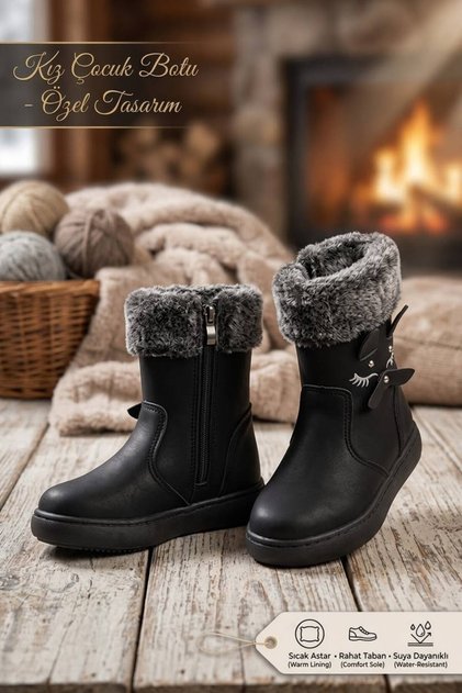 Girl's winter waterproof orthopedic non-slip thermo sole comfortable leather sport boots