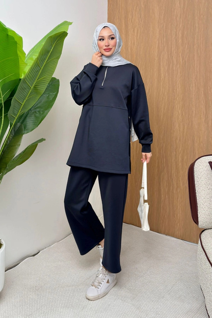 Scubaflex Comfort Flexible Textured Zipper Detailed Women's Hijab Set