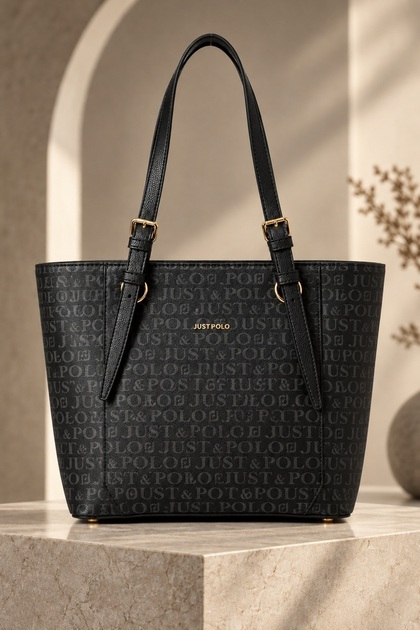 Black Women's Large Size Multi-Pocket Classy Model Handbag and Shoulder Bag
