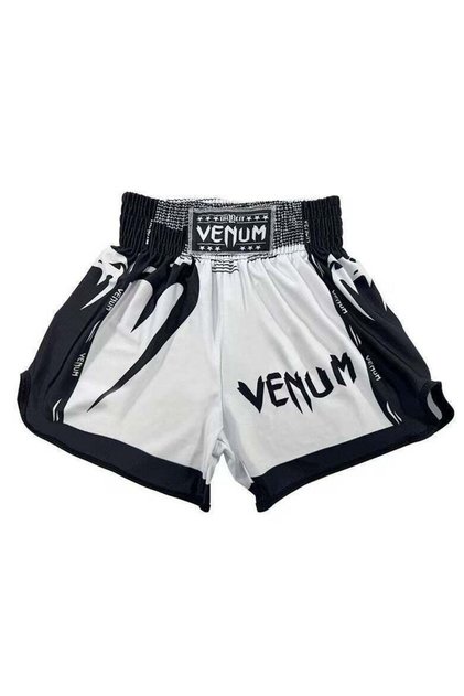 Venum Kids Elite Boxing Shorts (Ages 12-14) | Black & White Competition Style | High Stretch