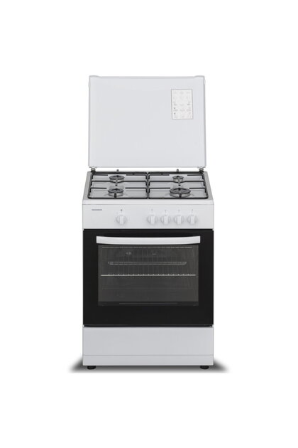 HFSC-SME60WH Κουζίνα υγραερίου, 4 εστίες, Συσκευή ασφαλείας εστιών και φούρνου, 60 εκ., Λευκό