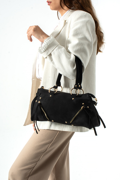 Lari̇d Model Women's Suede Black Hand and Shoulder Bag