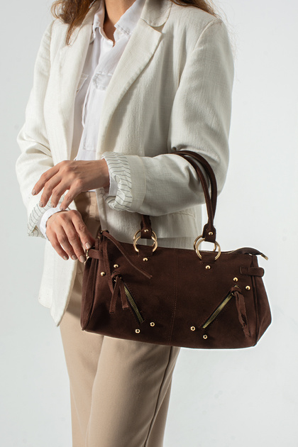 Lari̇d Model Women's Suede Brown Hand and Shoulder Bag