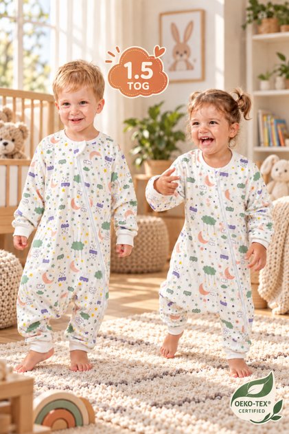 1.5 Tog Baby Sleeping Bag 100% Natural Cotton Double Layer Special Fabric Unisex