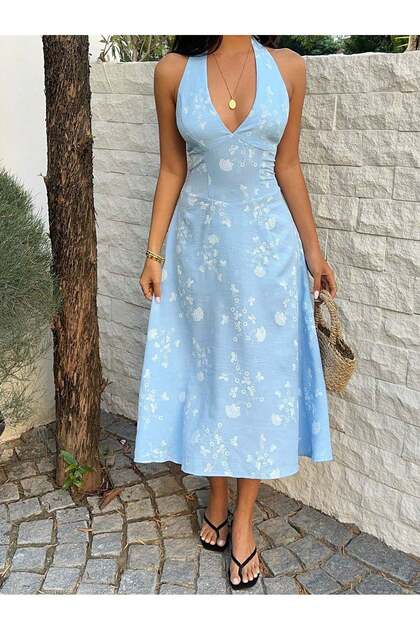 Rochie midi, albastru