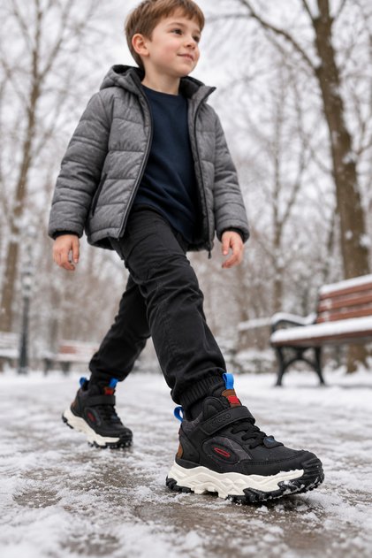 Trs-7187 Anatomical Sole Boys' Black Color Daily Use Winter Children's Boots