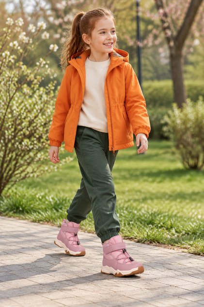 Bl-8686 Anatomical Sole Girls' Pink Color Daily Use Winter Children's Boots