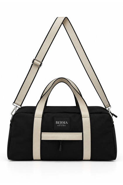 Black Mink Sports Bag with Adjustable Shoulder Strap, Unisex Fitness and Travel Bag with Front Pocket