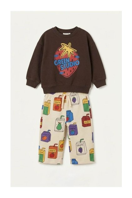 Coffee Strawberry Printed Pinterest Pants Unisex Kids Set